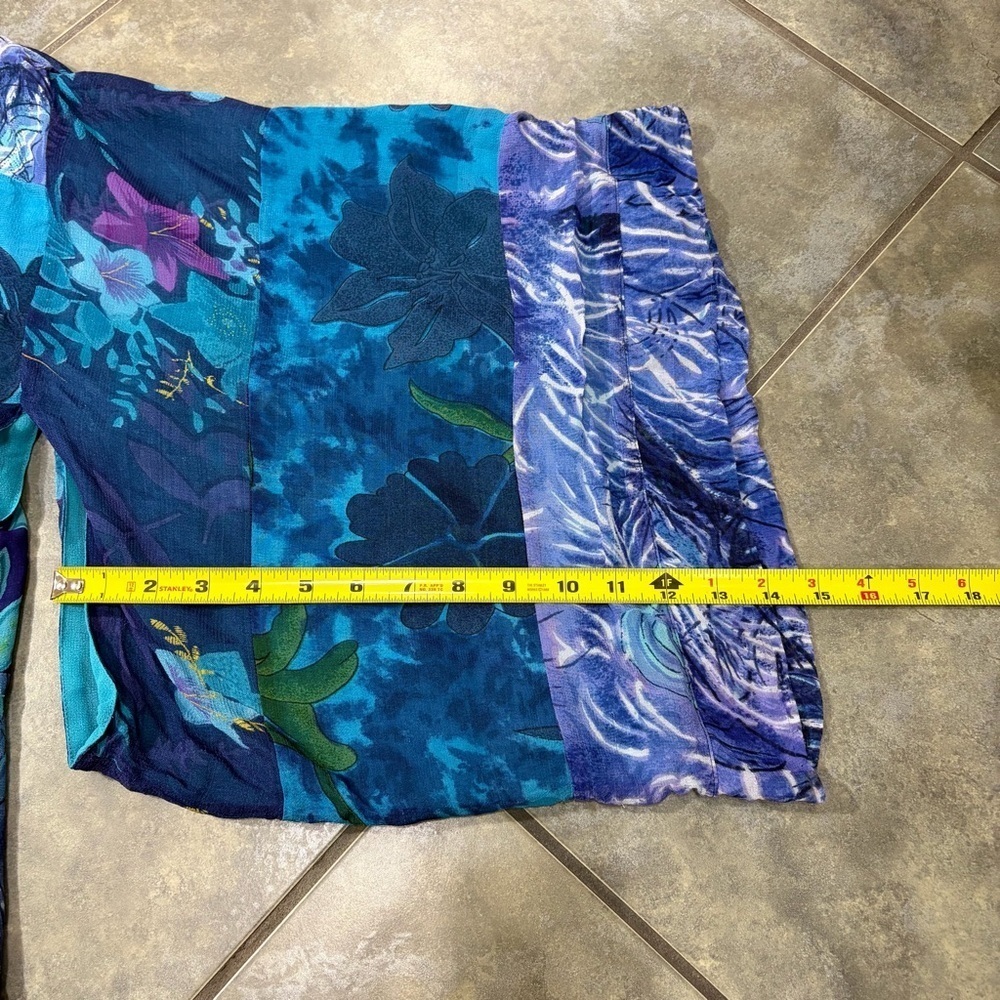 Half Moon Bay Womens Blue Floral Beaded Embroidered Open Kimono Sz L Boho Hippie - Picture 13 of 13